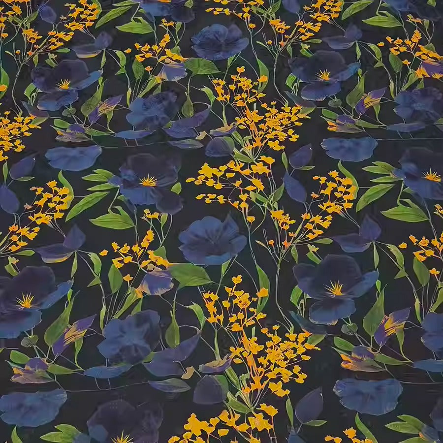 XYHYS 蓝韵金辉- Jacquard HUALUO Hongyunsha silk fabric, 25 momme openwork texthture, 110cm by e Yard