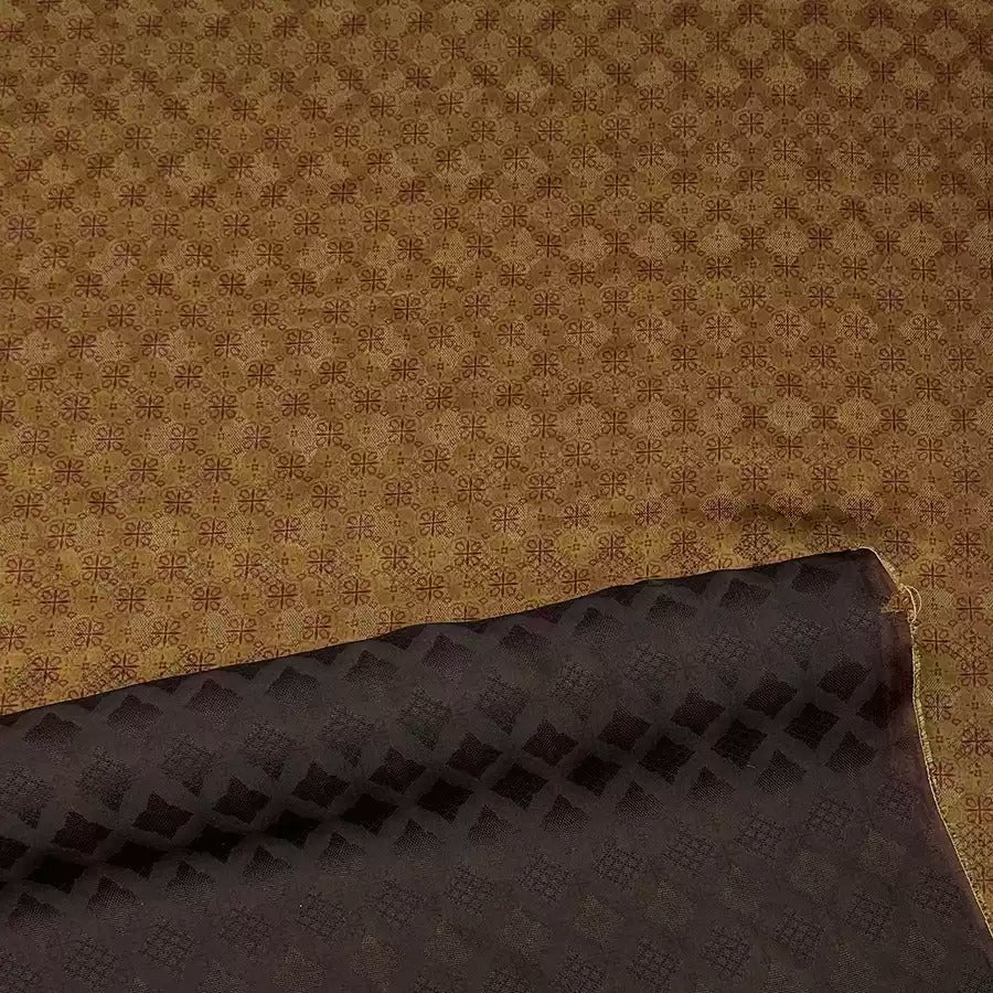 十字团花 Mud Silk fabric, Jacquard HUALUO, 25 momme 110cm wide by the Yard