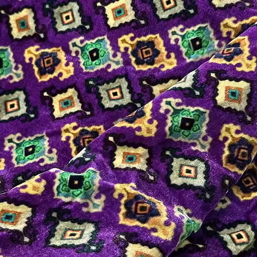 XYYHSR055 - Print Silk Velvet Fabric, 140cm wide by the Yard