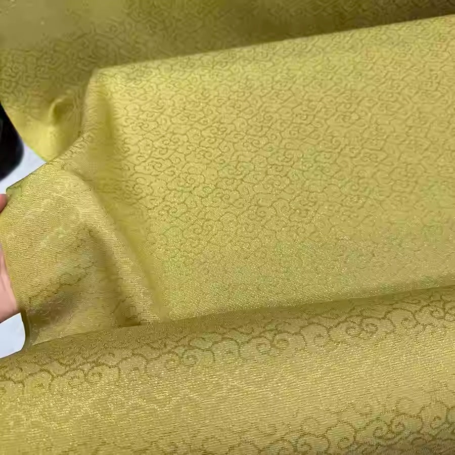 XYLN028 - Leno silk fabric, Gold weave, auspicious clouds, 114cm wide by the yard