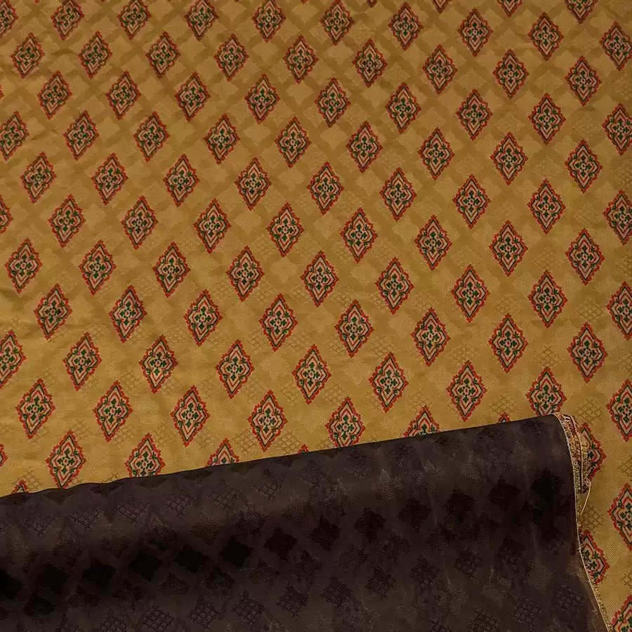 菱格 Mud Silk fabric, Jacquard HUALUO, 25 momme 110cm wide by the Yard