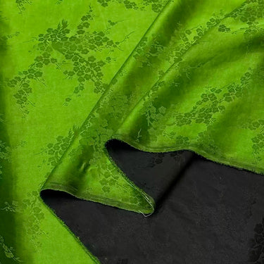 绿色小梅花 Mud Silk fabric, Jacquard HUALUO, 25 momme 110cm wide by the Yard