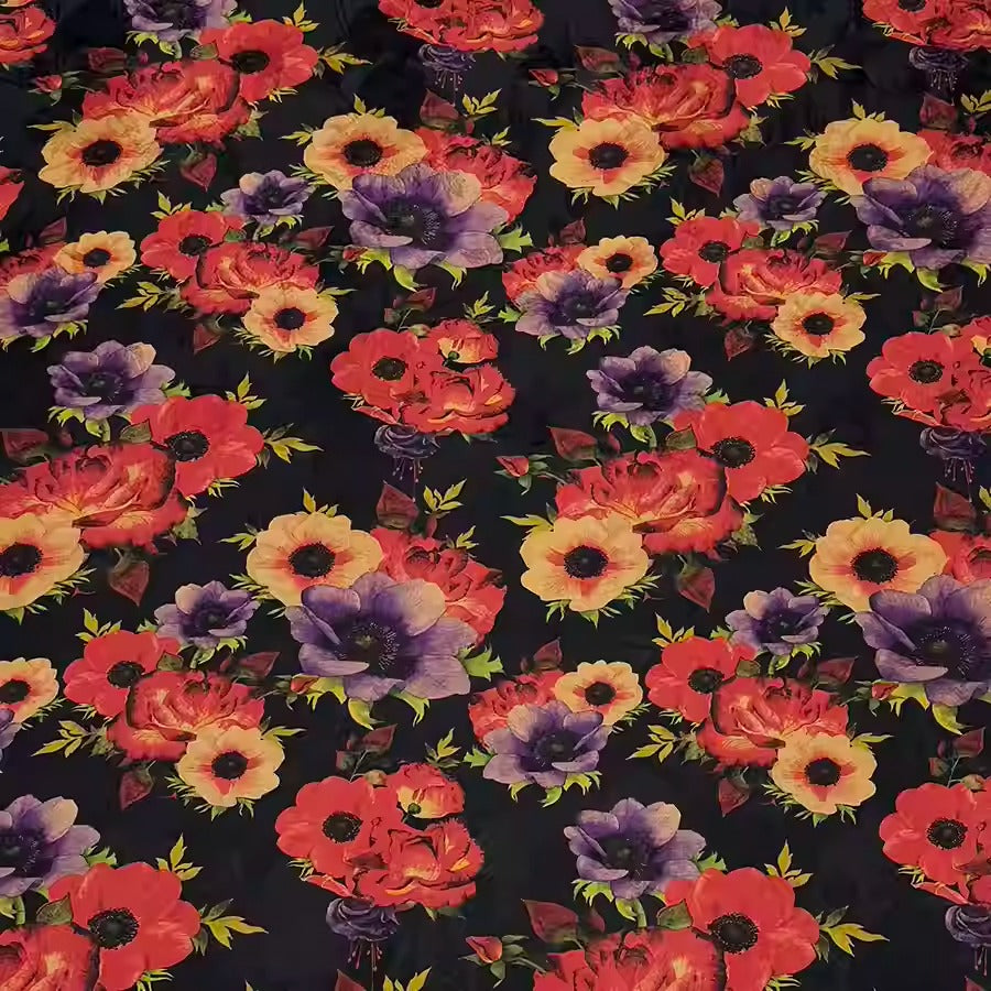 XYHYS 港风花朵- Jacquard HUALUO Hongyunsha silk fabric, 25 momme openwork texthture, 110cm by e Yard