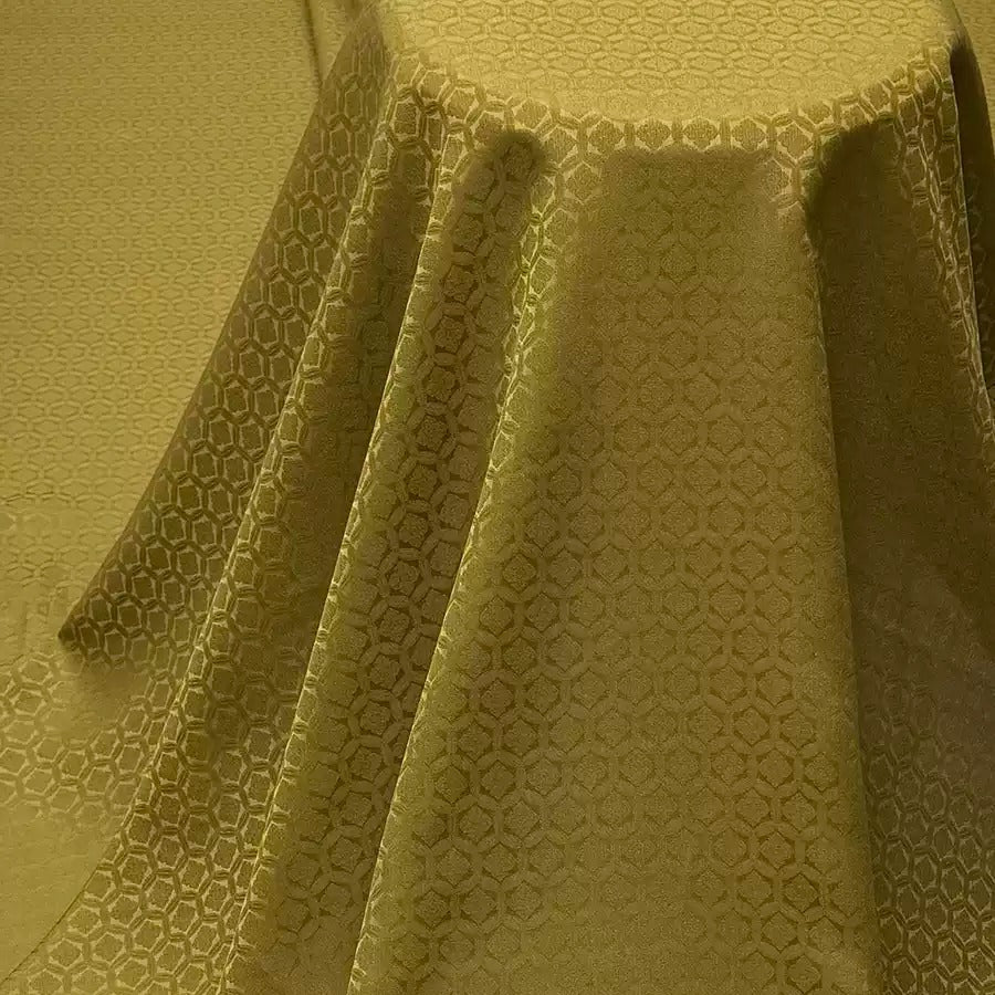 龟背纹淡黄 Mud Silk fabric, Jacquard HUALUO, 25 momme 110cm wide by the Yard