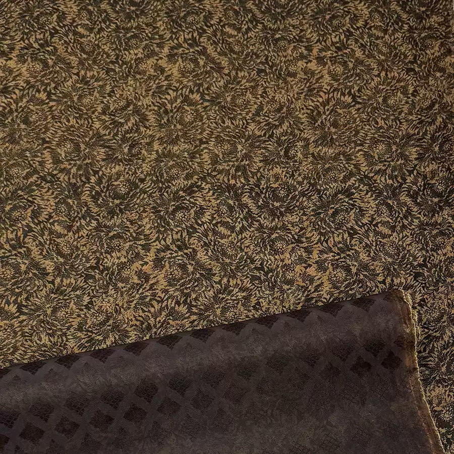 菊影 Mud Silk fabric, Jacquard HUALUO, 25 momme 110cm wide by the Yard