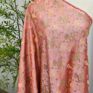 XYLDXSJ 龙纹织锦粉红 - Gilt-Thread Song Brocade 织金宋锦, 38 momme 140cm wide by the yard