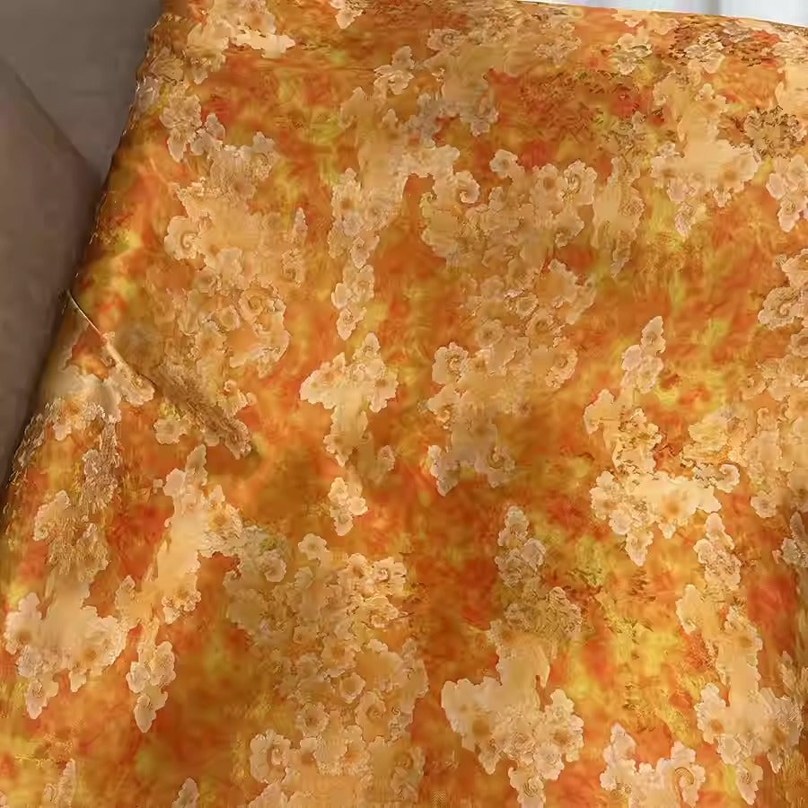 XYHYS 金色祥云- Jacquard HUALUO Hongyunsha silk fabric, 25 momme openwork texture, 110cm by the Yard