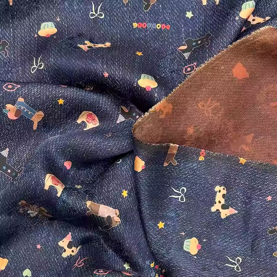 XYHYS 欢乐小狗- Jacquard HUALUO Hongyunsha silk fabric, 25 momme openwork texthture, 110cm by e Yard