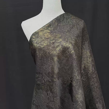 鎏金牡丹 Mud Silk fabric, Jacquard HUALUO, 25 momme 110cm wide by the Yard