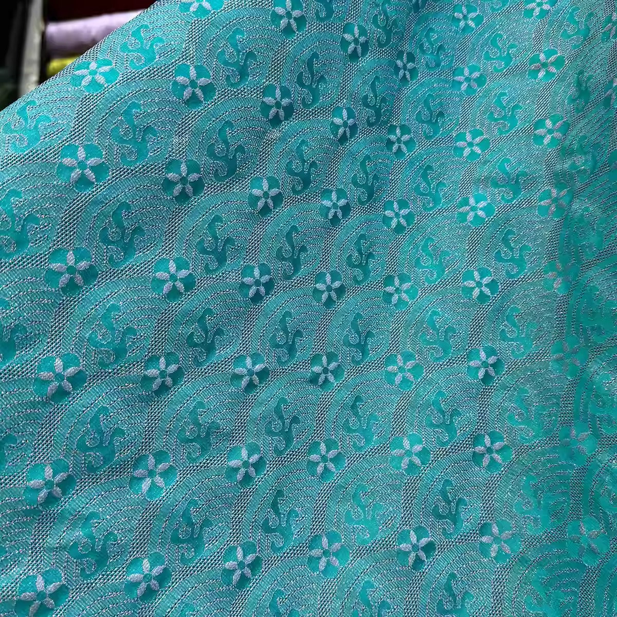 李德喜。四经八纬色织罗XYLN002 - Leno silk fabric, blue, 25 momme 114cm wide by the yard