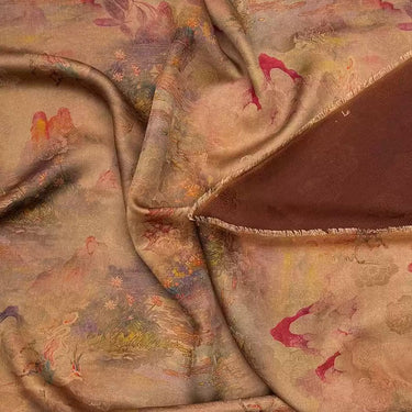 山海经 Mud Silk fabric, Jacquard HUALUO, 26 momme 110cm wide by the Yard