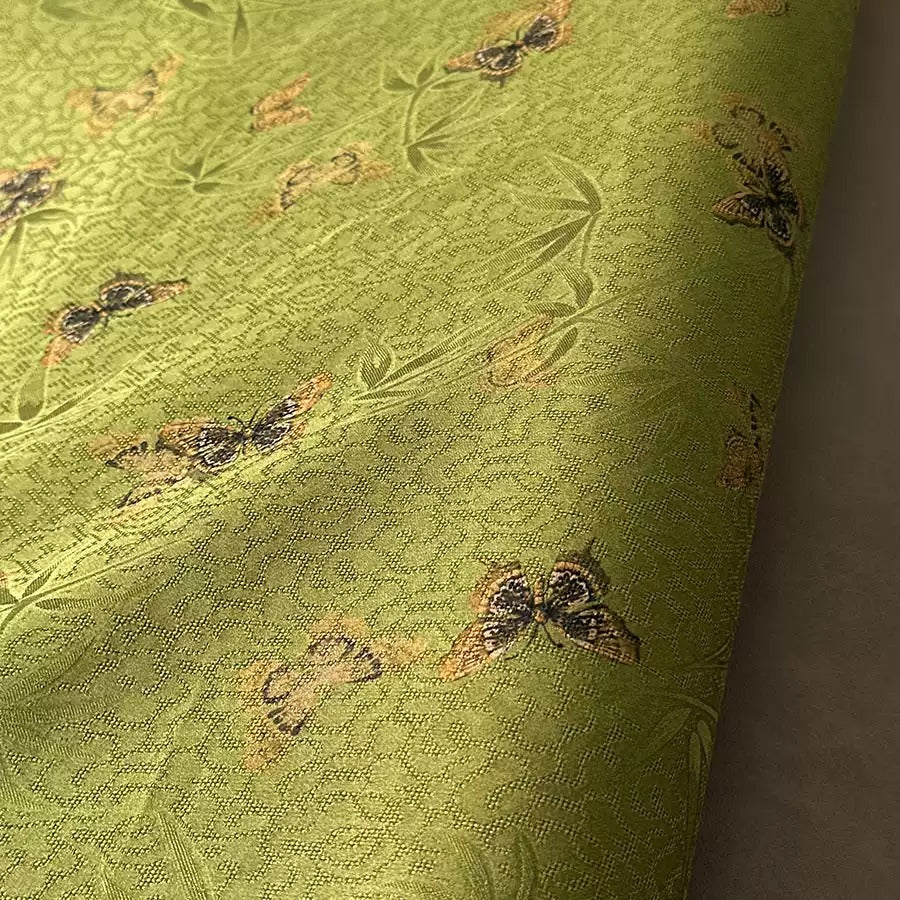 XYLDHD - Plant dyed HongYunSha Silk fabric, Openwork HUALUO, 26 momme 110cm wide by the Yard