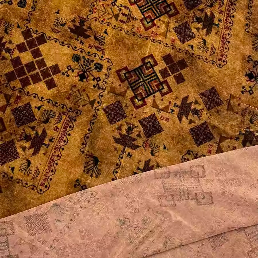 XYYHSR006 - Plant-dyed Print Silk Velvet Fabric, 140cm wide by the Yard
