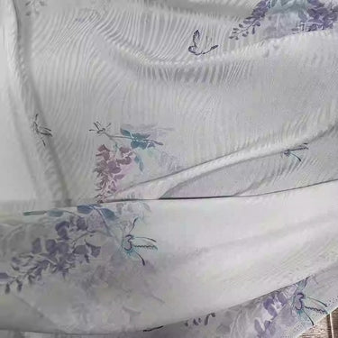 XYLN042 - Leno silk fabric with beautiful prints, flower, 114cm wide by the yard