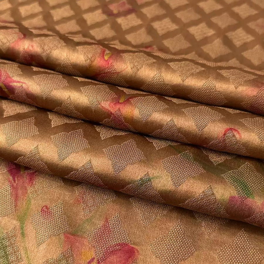汀兰 Mud Silk fabric, Jacquard HUALUO, 25 momme 110cm wide by the Yard