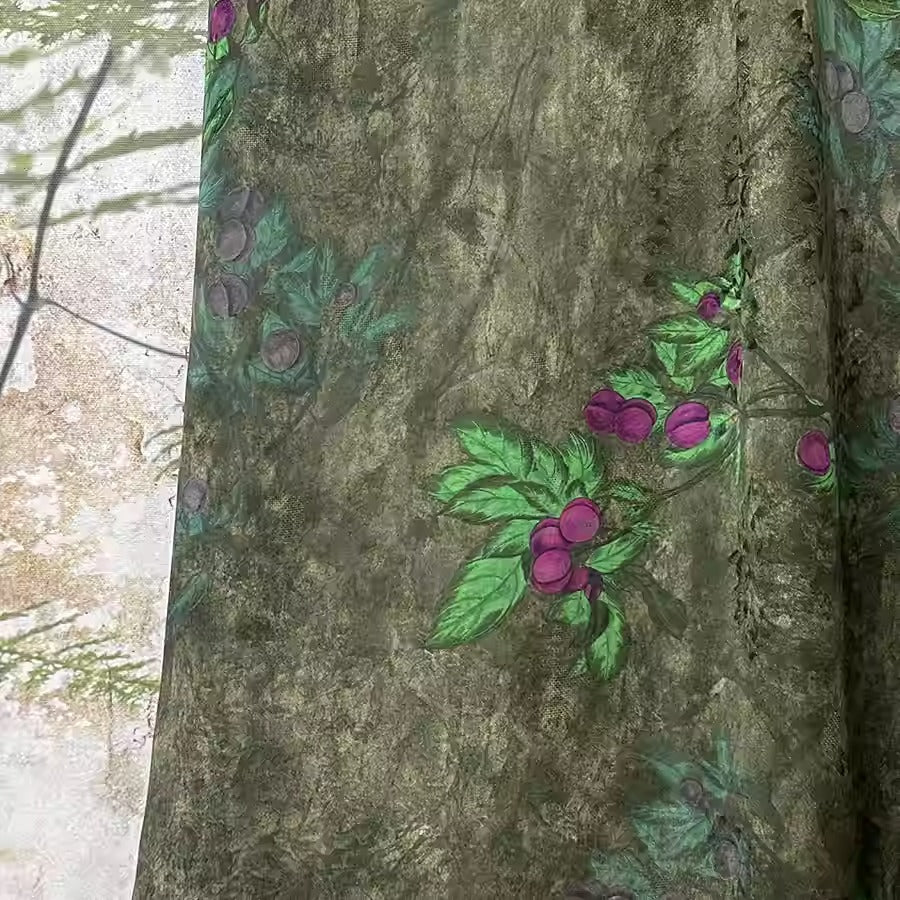 XYHYS 紫果- Jacquard HUALUO Hongyunsha silk fabric, 26 momme openwork texture, 110cm by the Yard