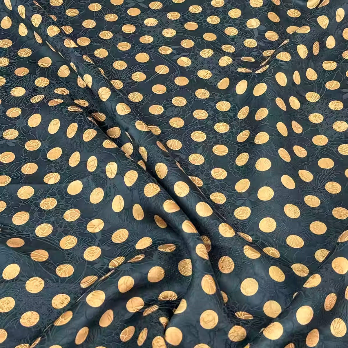 XYHYS香槟小波点 - Jacquard HUALUO Hongyunsha silk fabric, 25 momme openwork texture, 110cm by the Yard
