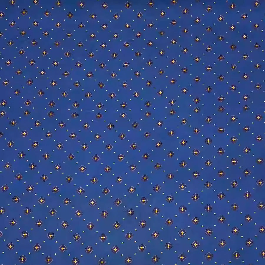 XYHYS 蓝宝相花- Jacquard HUALUO Hongyunsha silk fabric, 25 momme openwork texthture, 110cm by e Yard