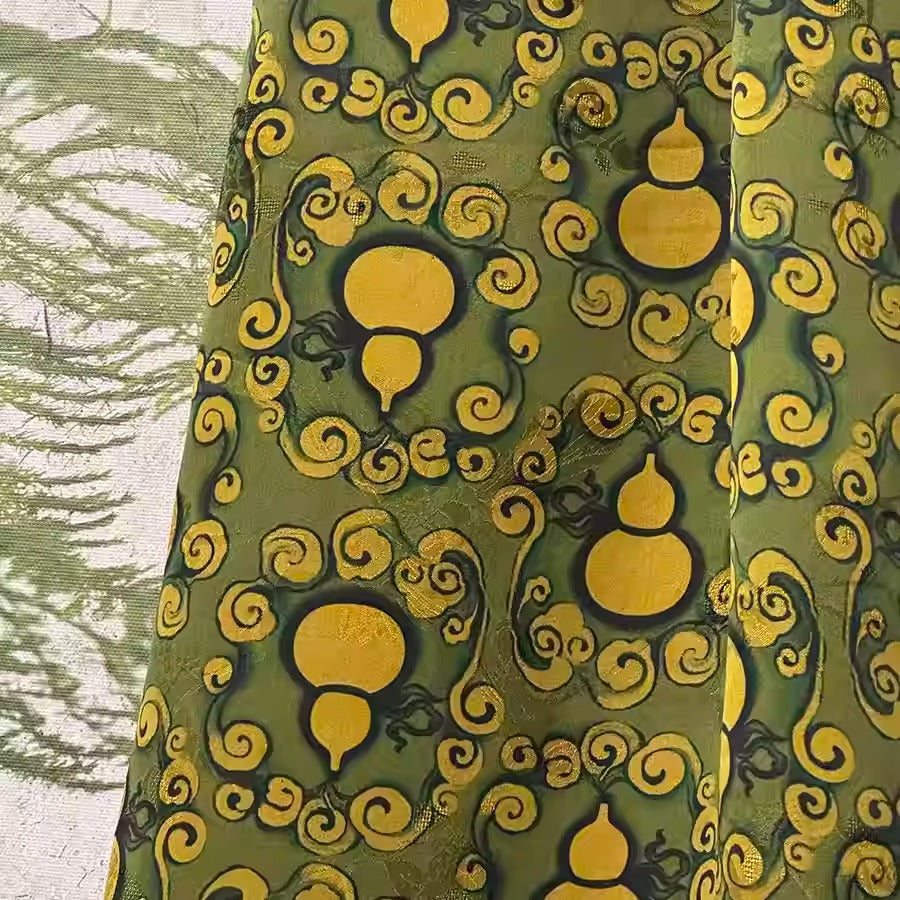 XYHYS 祥云葫芦- Jacquard HUALUO Hongyunsha silk fabric, 25 momme openwork texture, 110cm by the Yard