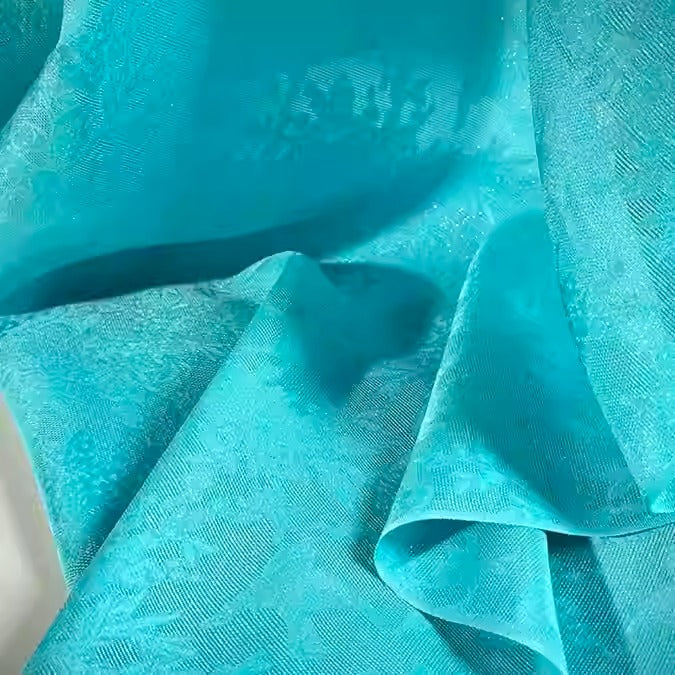 XYLN026 - Leno silk fabric, Gold weave, Blue Metalic, 114cm wide by the yard