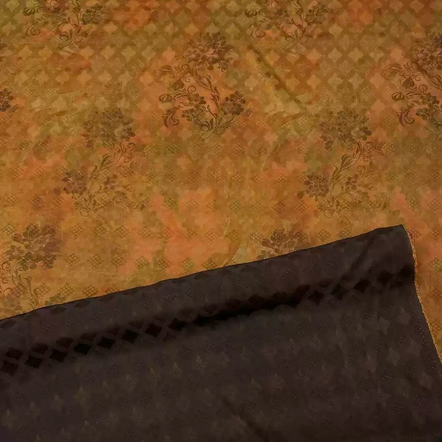苔金漫藤 Mud Silk fabric, Jacquard HUALUO, 25 momme 110cm wide by the Yard