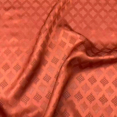 橙 Mud Silk fabric, Jacquard HUALUO, 25 momme 110cm wide by the Yard