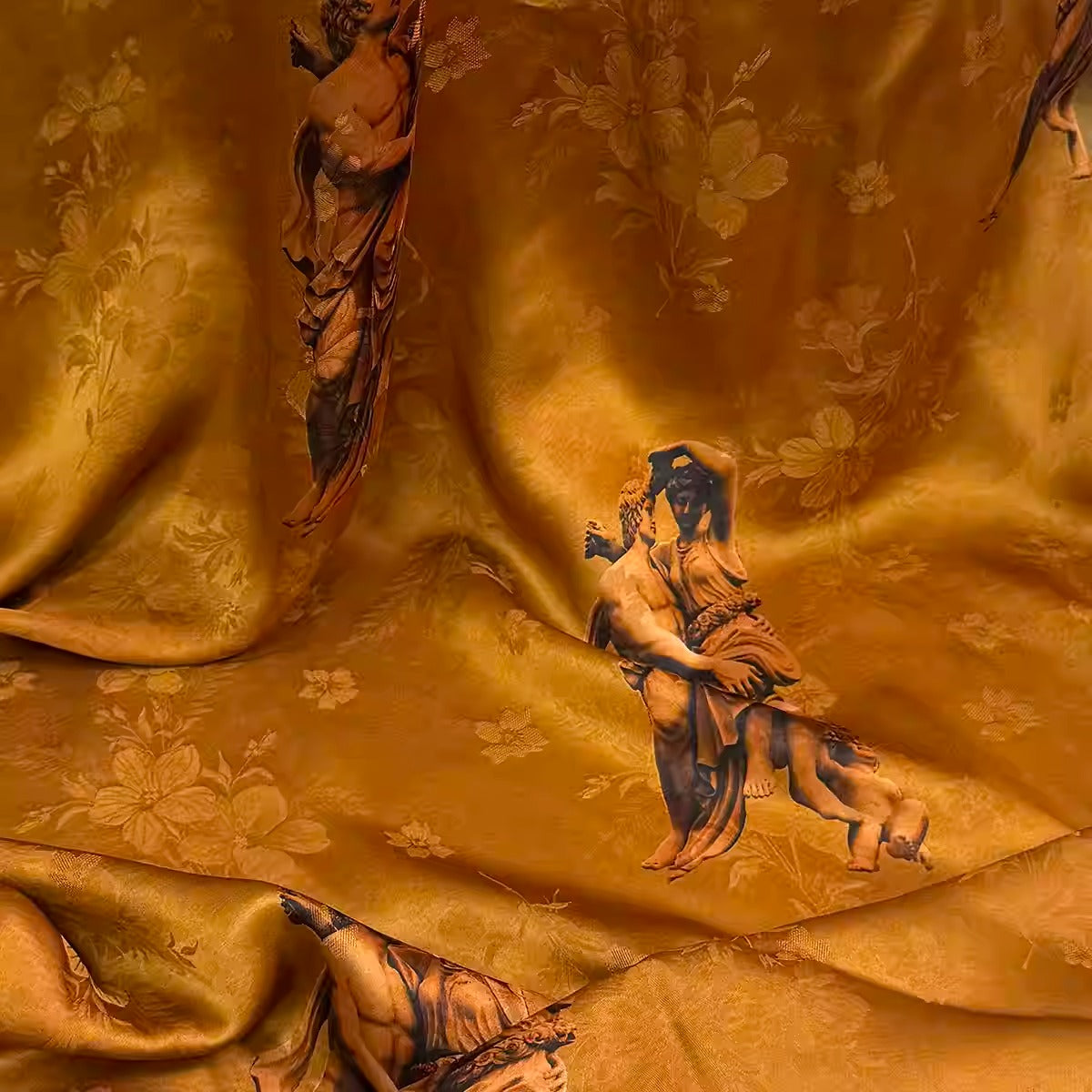 XYHYS uma·大卫- Jacquard HUALUO Hongyunsha silk fabric, 25 momme openwork texture, 110cm by the Yard