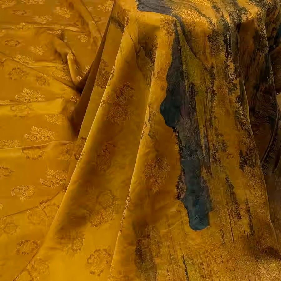 XYHYS 风景- Jacquard HUALUO Hongyunsha silk fabric, 25 momme openwork texthture, 110cm by e Yard