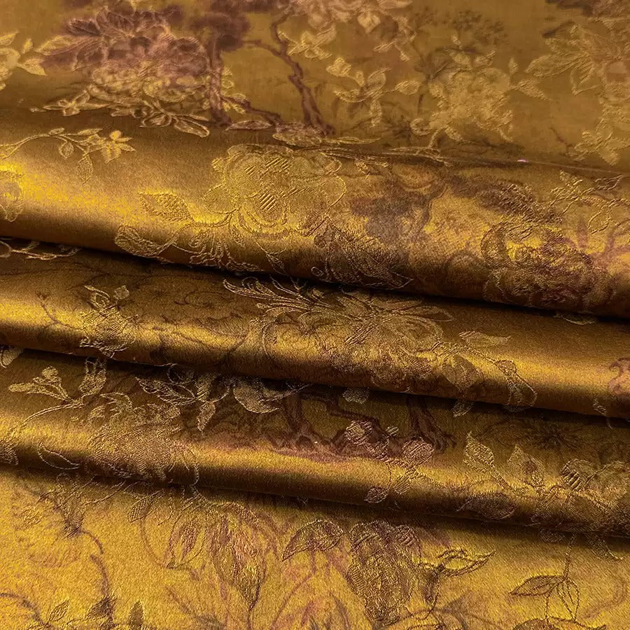 鎏金松华 Mud Silk fabric, Jacquard HUALUO, 25 momme 110cm wide by the Yard