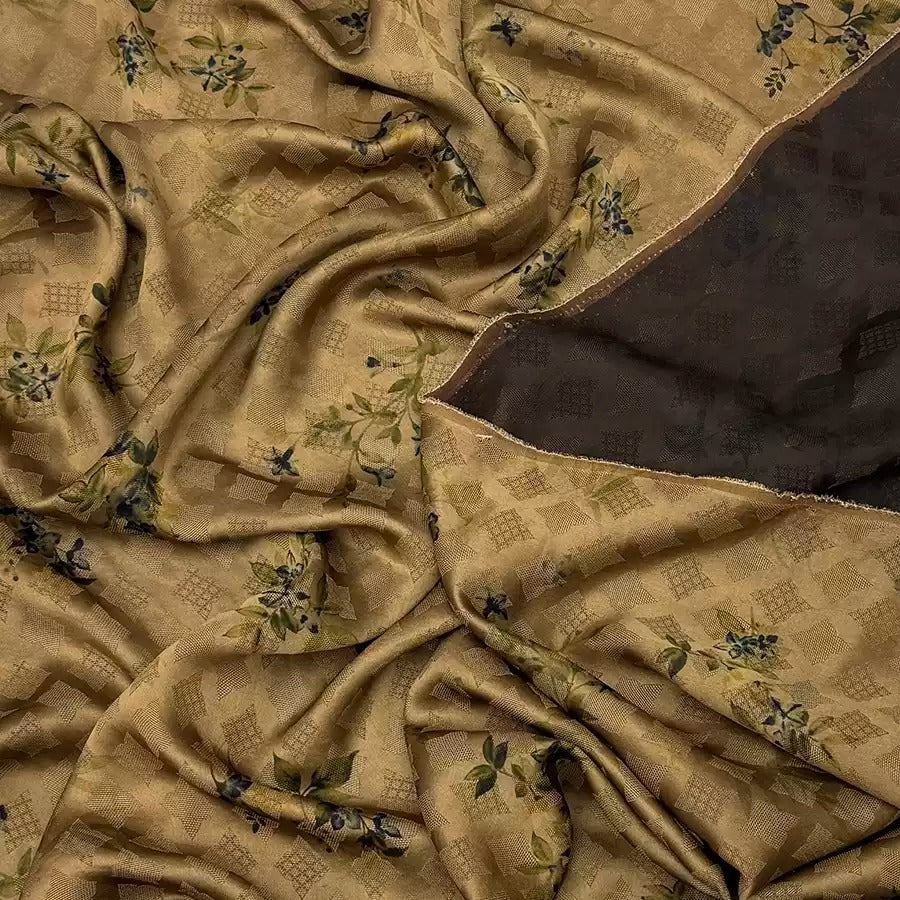 青菱 Mud Silk fabric, Jacquard HUALUO, 25 momme 110cm wide by the Yard