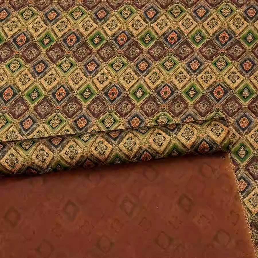 XYHYS 格子- Jacquard HUALUO Hongyunsha silk fabric, 25 momme openwork texthture, 110cm by e Yard
