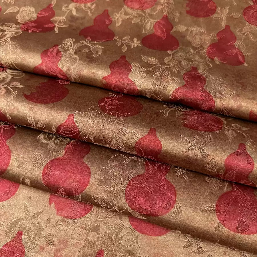 红葫芦 Mud Silk fabric, Jacquard HUALUO, 25 momme 110cm wide by the Yard