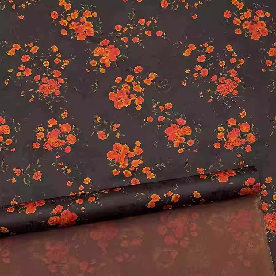XYHYS 小红花- Jacquard HUALUO Hongyunsha silk fabric, 25 momme openwork texthture, 110cm by e Yard