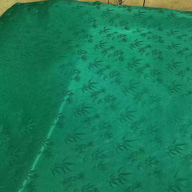 绿色竹叶 Mud Silk fabric, Jacquard HUALUO, 25 momme 110cm wide by the Yard