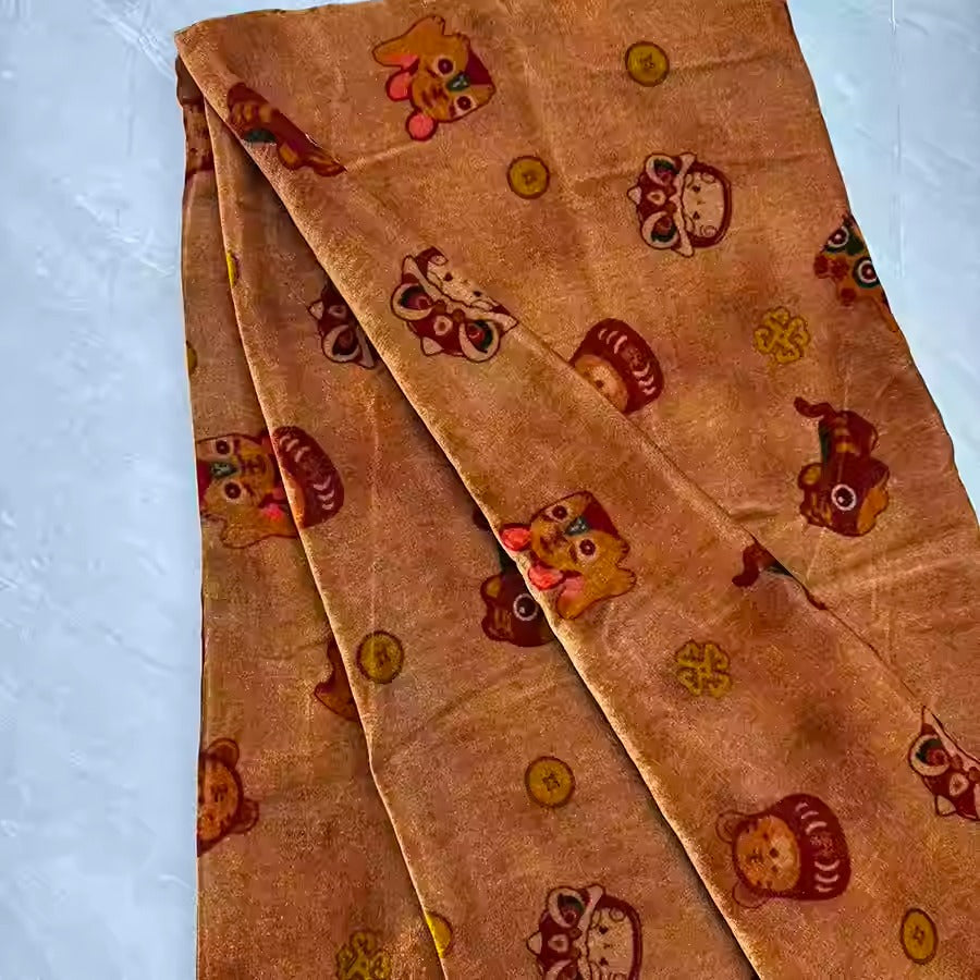 XYYHSR005 - Plant-dyed Print Silk Velvet Fabric, 140cm wide by the Yard