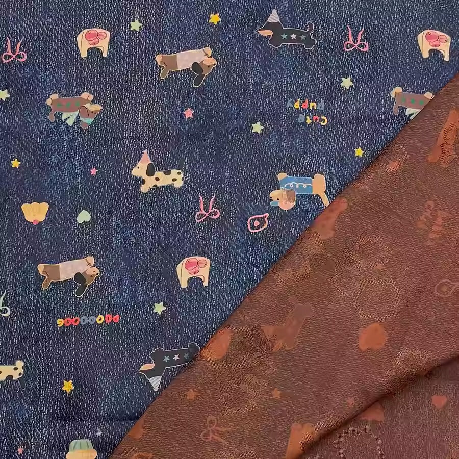 XYHYS 欢乐小狗- Jacquard HUALUO Hongyunsha silk fabric, 25 momme openwork texthture, 110cm by e Yard