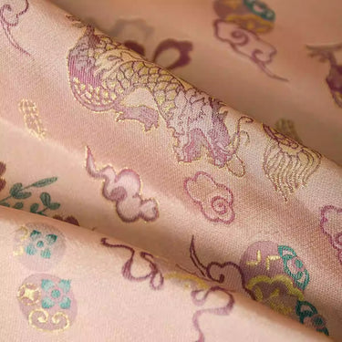 XYLDXSJ 双龙戏珠 - Gilt-Thread Song Brocade 织金宋锦, 38 momme 140cm wide by the yard