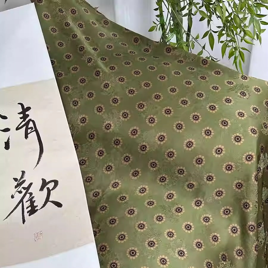 XYHYS 太阳花- Jacquard HUALUO Hongyunsha silk fabric, 26 momme openwork texture, 110cm by the Yard
