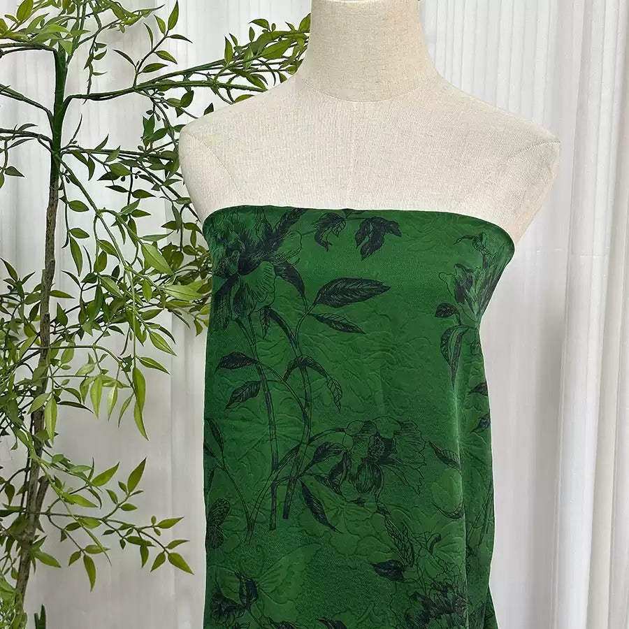 XYDQK - Plant dyed HongYunSha Silk fabric, Openwork HUALUO, 25 momme 110cm wide by the Yard