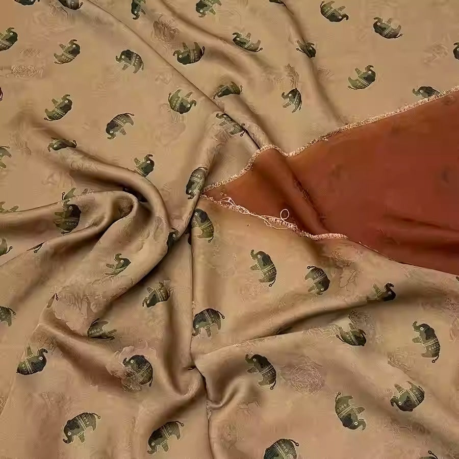 XYHYS 优雅小象- Jacquard HUALUO Hongyunsha silk fabric, 25 momme openwork texthture, 110cm by e Yard