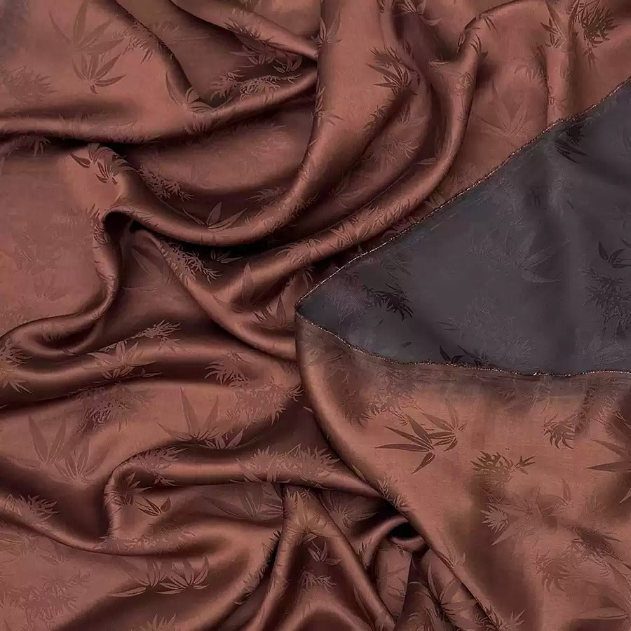 竹叶 Mud Silk fabric, Jacquard HUALUO, 25 momme 110cm wide by the Yard