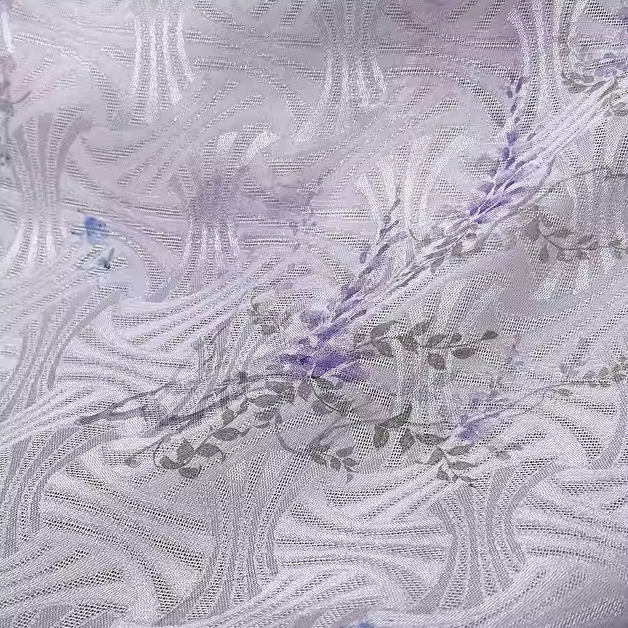 XYLN047 - Leno silk fabric with beautiful prints, wisteria, 114cm wide by the yard