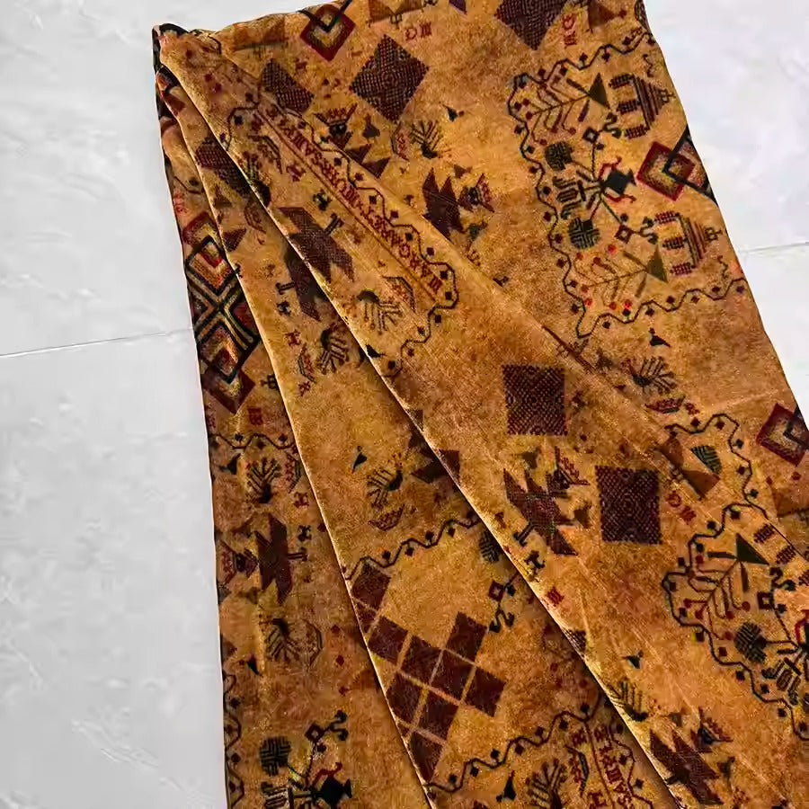 XYYHSR006 - Plant-dyed Print Silk Velvet Fabric, 140cm wide by the Yard