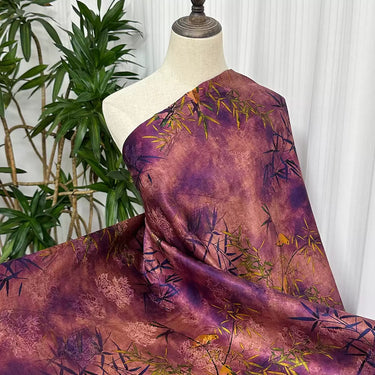 紫竹飞鸟 Mud Silk fabric, Jacquard HUALUO, 25 momme 110cm wide by the Yard