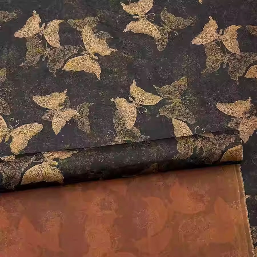 XYHYS 流影蝴蝶- Jacquard HUALUO Hongyunsha silk fabric, 25 momme openwork texthture, 110cm by e Yard