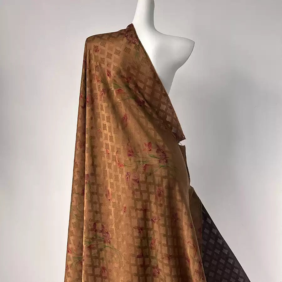 汀兰 Mud Silk fabric, Jacquard HUALUO, 25 momme 110cm wide by the Yard