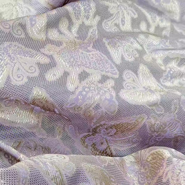 李德喜。四经八纬色织罗 XYLN006 - Leno silk fabric, purple butterfly, 25 momme 114cm wide by the yard