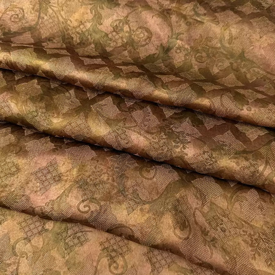 暗夜蔓纱 Mud Silk fabric, Jacquard HUALUO, 25 momme 110cm wide by the Yard