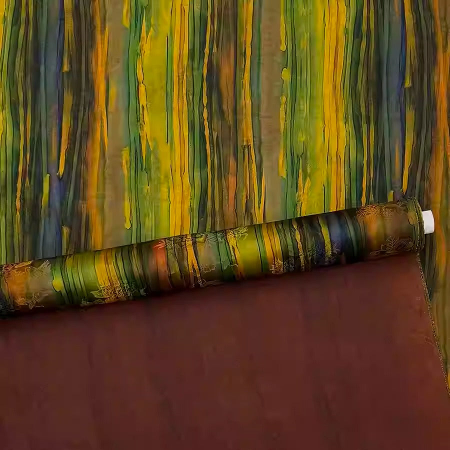XYHYS 油画条纹- Jacquard HUALUO Hongyunsha silk fabric, 25 momme openwork texthture, 110cm by e Yard