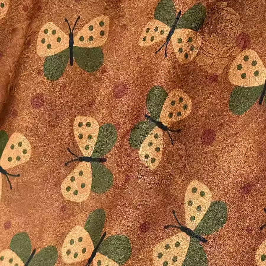 XYHYS双色蝴蝶- Jacquard HUALUO Hongyunsha silk fabric, 25 momme openwork texthture, 110cm by e Yard